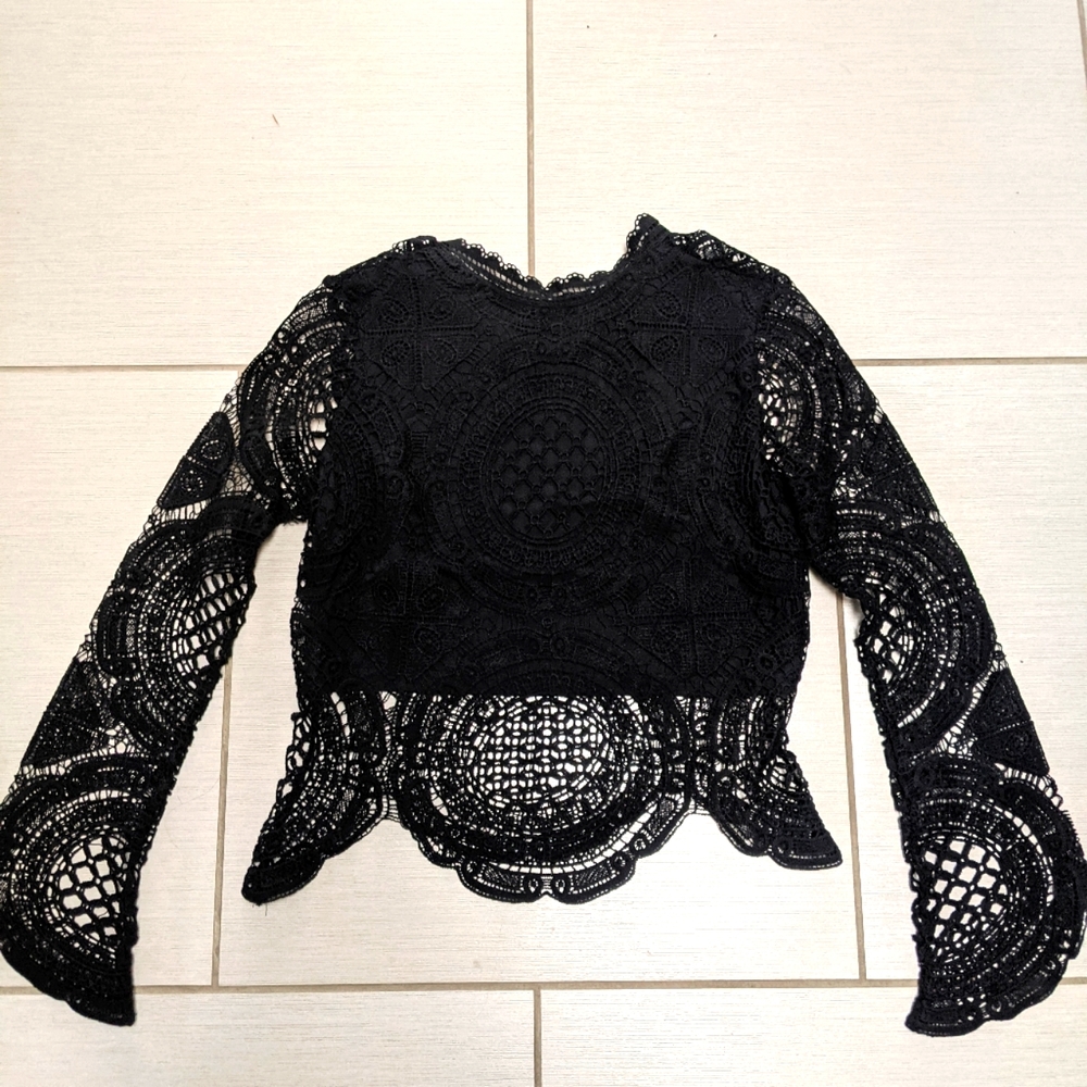 Black lace long sleeve shirt